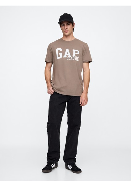 Erkek Kahverengi Everyday Soft Gap Logo Grafik T-Shirt