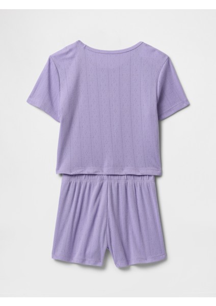 Kız Çocuk Mor Şort Pijama Takımı modelleri