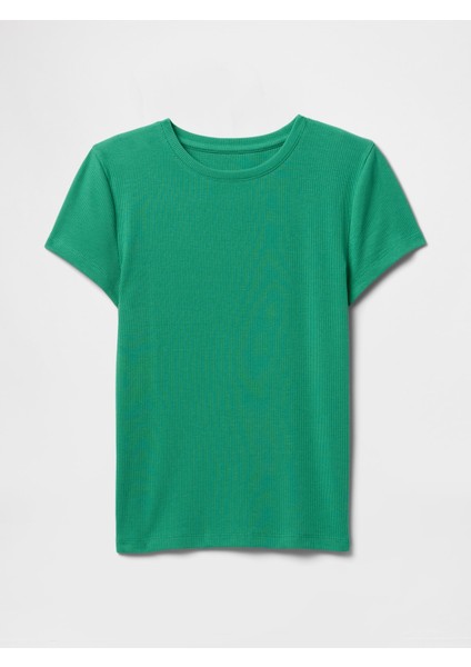 Kadın Yeşil Modern Rib Crop T-Shirt fiyatları