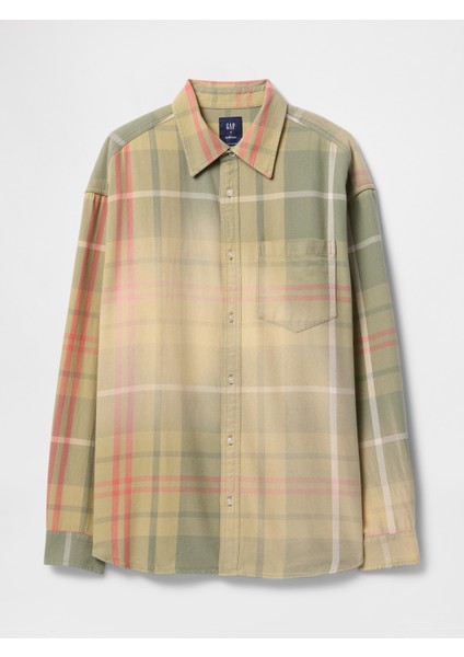 Erkek Sarı Sunwashed Twill Oversize Gömlek