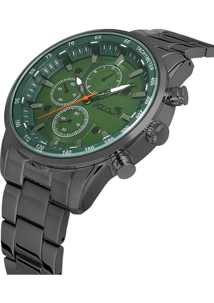 Şık Metal Erkek Kol Saati Siyah Yeşil Renk PL-0962E3X
