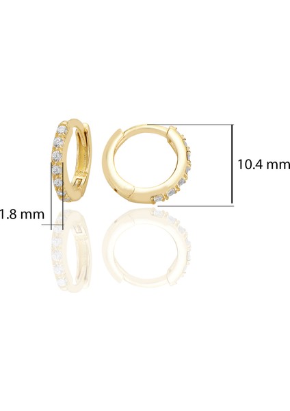 14 Ayar Altın Huggie Küpe Zirkon Taşlı T121