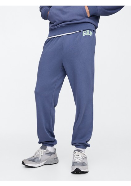 Erkek Mavi Gap Logo Fransız Havlu Kumaş Jogger Eşofman Altı
