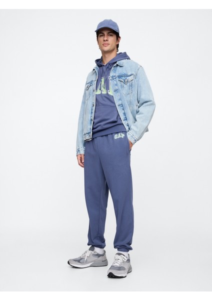 Erkek Mavi Gap Logo Fransız Havlu Kumaş Jogger Eşofman Altı