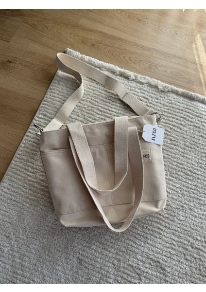 Kadın Bej Organik Kanvas Çanta indirimleri