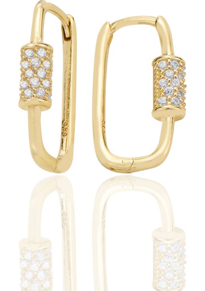 14 Ayar Altın Huggie Küpe Zirkon Taşlı T118