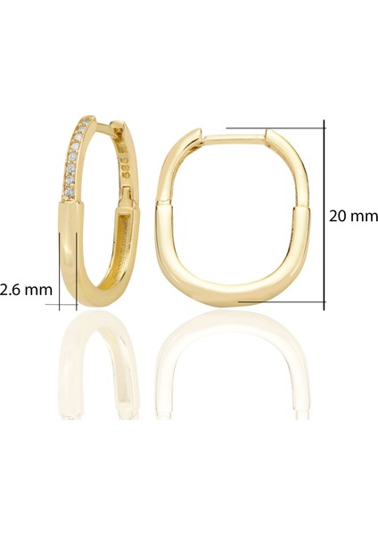 14 Ayar Altın Huggie Küpe Zirkon Taşlı T115