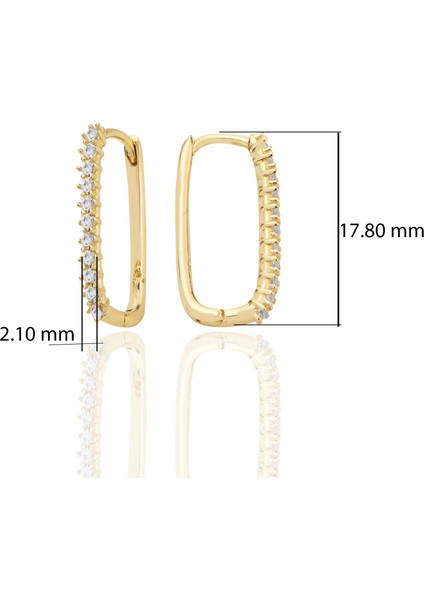14 Ayar Altın Dikdtörgen Oval Köşeli Huggie Küpe Zirkon Taşlı T104 fiyatları