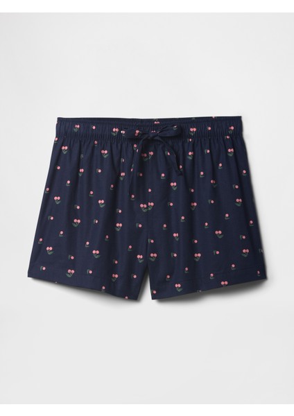 Kadın Lacivert Poplin Şort Pijama Takımı