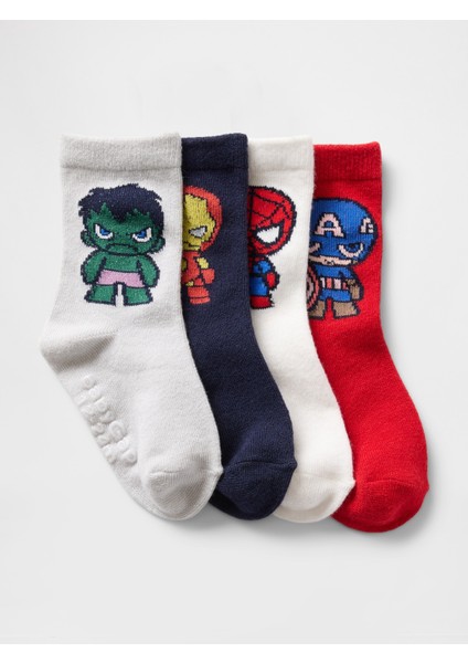 Bebek Çok Renkli 4'lü Marvel Çorap Seti