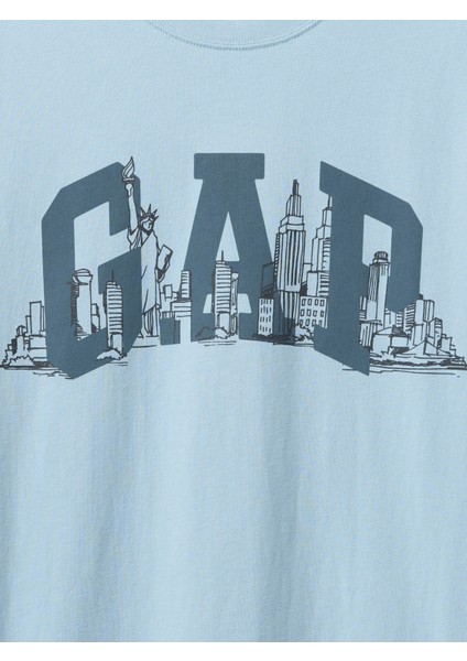 Erkek Mavi Everyday Soft Gap Logo Grafik T-Shirt modelleri