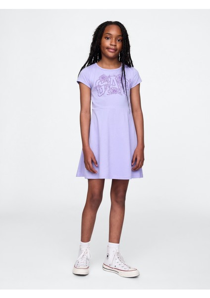 Kız Çocuk Mor Gap Logo Jersey Elbise