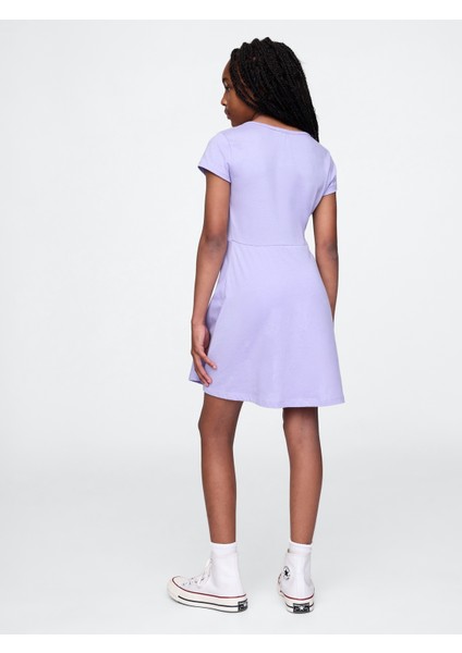 Kız Çocuk Mor Gap Logo Jersey Elbise modelleri