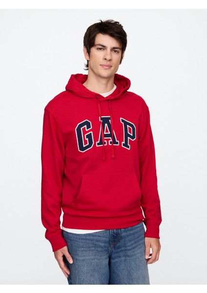 Erkek Kırmızı Gap Logo Fransız Havlu Kumaş Sweatshirt