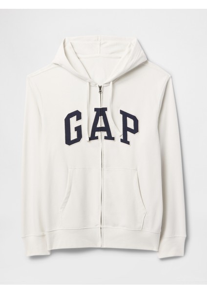 Erkek Beyaz Gap Logo Fermuarlı Fransız Havlu Kumaş Sweatshirt fiyatları