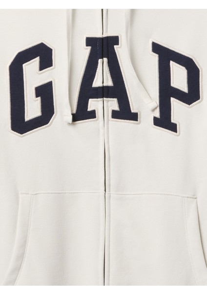 Erkek Beyaz Gap Logo Fermuarlı Fransız Havlu Kumaş Sweatshirt modelleri