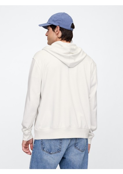 Erkek Beyaz Gap Logo Fermuarlı Fransız Havlu Kumaş Sweatshirt fırsatları