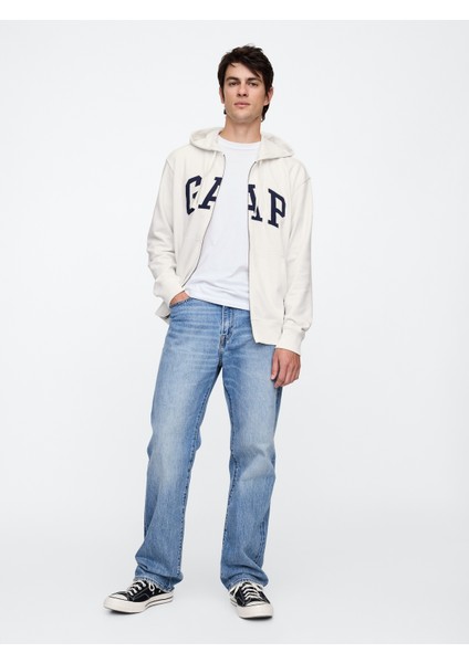 Erkek Beyaz Gap Logo Fermuarlı Fransız Havlu Kumaş Sweatshirt indirimleri