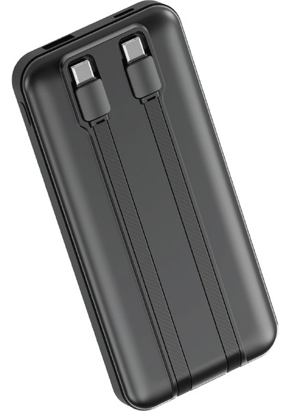 W3 10.000MAH 2x Type C Kablolu 22.5W Pd LED Göstergeli 18w Giriş - 20w Çıkış Powerbank - DCA0067