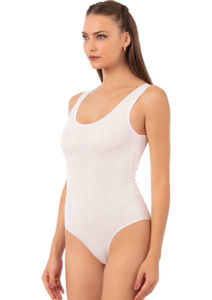 0602 Kadın Pamuklu Kalın Askılı Kancalı Çıtçıtlı Örme Body