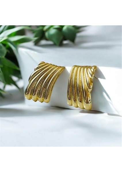 Lotusdesign Hailey Plaka Model Kare Küpe Gold