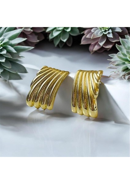 Lotusdesign Hailey Plaka Model Kare Küpe Gold