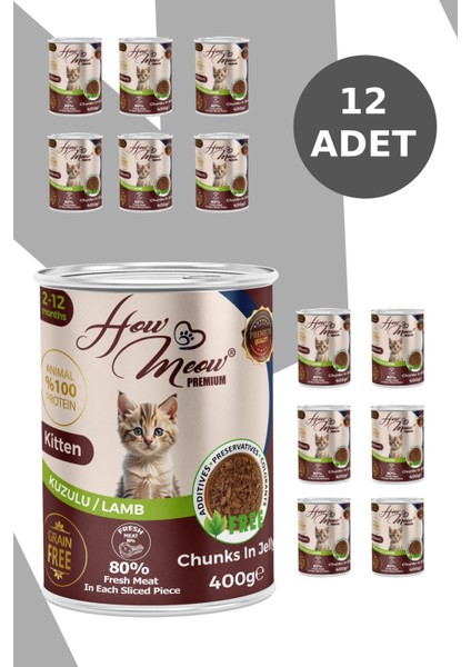 12 ADET JÖLELİ PARÇA ETLİ YAVRU KEDİ YAŞ MAMASI KUZULU 400 GRAM fiyatları