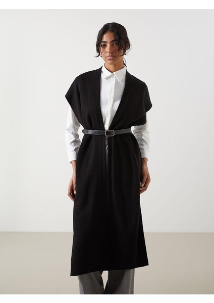 Lcw Modest Şal Yaka Oversize Kadın Triko Yelek