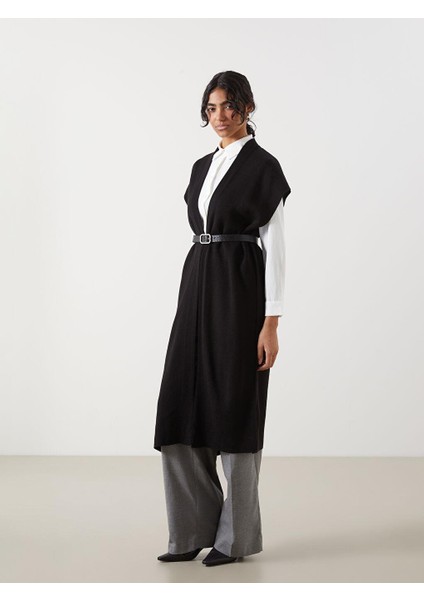 Lcw Modest Şal Yaka Oversize Kadın Triko Yelek