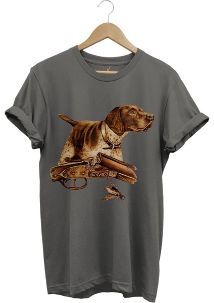 Hunter Avcılık Temalı Fişek Labrador Retriever Setter Pointer Baskılı %100 Pamuk Regular Fit T-Shirt