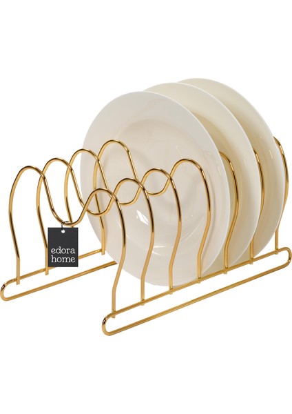 Altın 6 Bölmeli Tava, Tabak ve Tencere Kapak Düzenleyici Raf, Çekmece Içi Organizer - Metal Paslanmaz modelleri