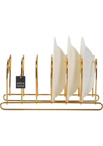 Altın 6 Bölmeli Tava, Tabak ve Tencere Kapak Düzenleyici Raf, Çekmece Içi Organizer - Metal Paslanmaz indirimleri