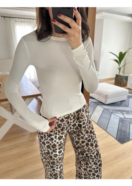 Ekru Ms Uzun Kollu Basic Tişört S