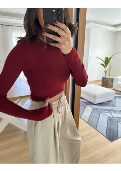 Bordo Ms Uzun Kollu Basic Tişört M