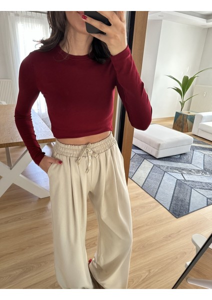 Bordo Ms Uzun Kollu Basic Tişört M