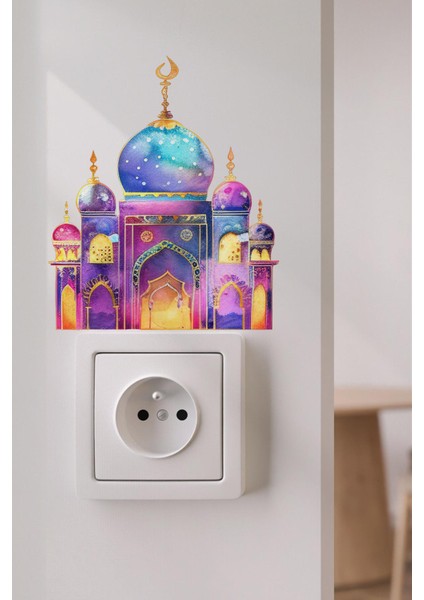 Pembe Cami Ramazan Priz Sticker Seti Duvar Cam Sticker Ramazan Süsü fiyatları