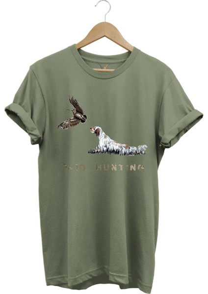 Avcılık Widi Hunting Fermalı English Setter Çulluk Baskılı %100 Pamuk Regular Fit T-Shirt
