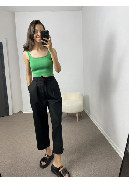 Yeşil Crop Triko Atlet Standart