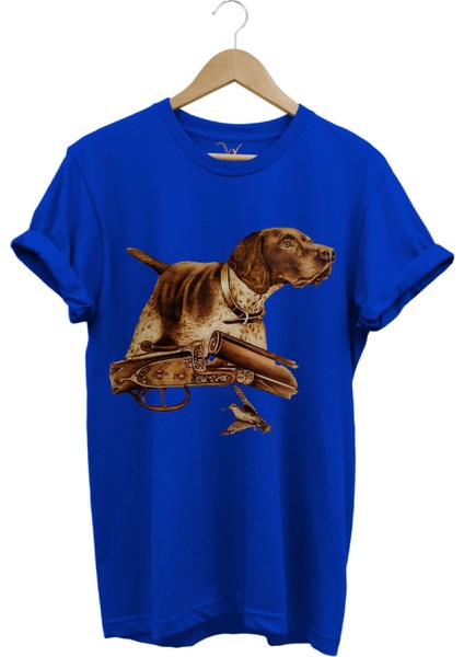 Hunter Avcılık Temalı Fişek Labrador Retriever Setter Pointer Baskılı %100 Pamuk Regular Fit T-Shirt