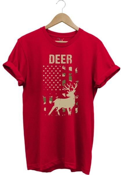 Avcılık Hunter Geyik Avcılığı Deer Hunt Baskılı Kamuflaj Desenli Regular Fit T-Shirt