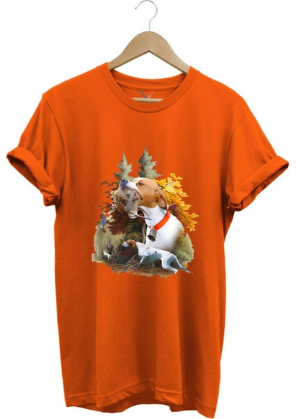 Hunting Avcılık Çulluk ve English Pointer Av Köpeği Baskılı %100 Pamuk Regular Fit T-Shirt