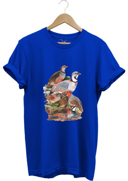 Avcılık Hunter Kurzhaar Av Köpeği ve Keklik Avcılığı Baskılı Regular Fit %100 Pamuk T-Shirt