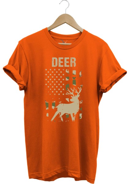 Avcılık Hunter Geyik Avcılığı Deer Hunt Baskılı Kamuflaj Desenli Regular Fit T-Shirt