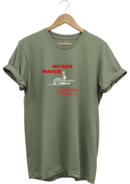 Vintage Waves Dalga ve Yazı Baskılı Sörf Regular Fit %100 Pamuk T-Shirt