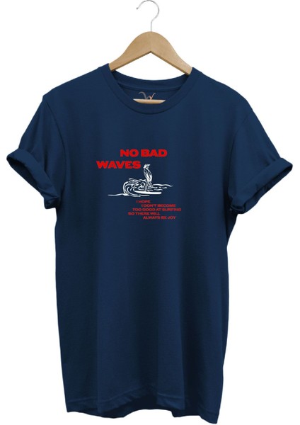 Vintage Waves Dalga ve Yazı Baskılı Sörf Regular Fit %100 Pamuk T-Shirt