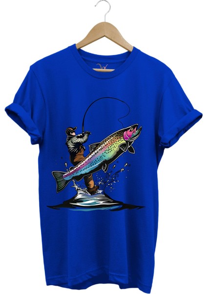 Olta ile Balıkçılık Fishing Balık Avcılığı Alabalık Turna Avcılığı Regular Fit %100 Pamuk Tişört