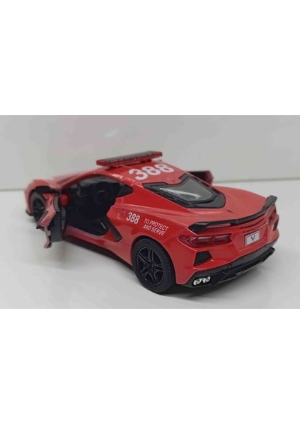 1:36 Ölçek 2021 Corvette Police Firefighter Edition//çek-Bırak 12 cm Metal Araba Kırmızı modelleri