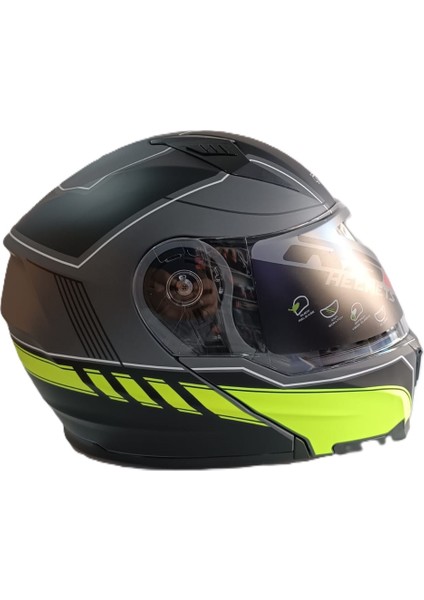 Kask Çene Açılır Vizörlü Açık Yeşil-Gri Rs2 Ece 2206 Belgeli Xxl Beden