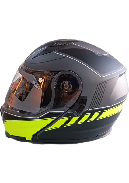 Kask Çene Açılır Vizörlü Açık Yeşil-Gri Rs2 Ece 2206 Belgeli Xxl Beden