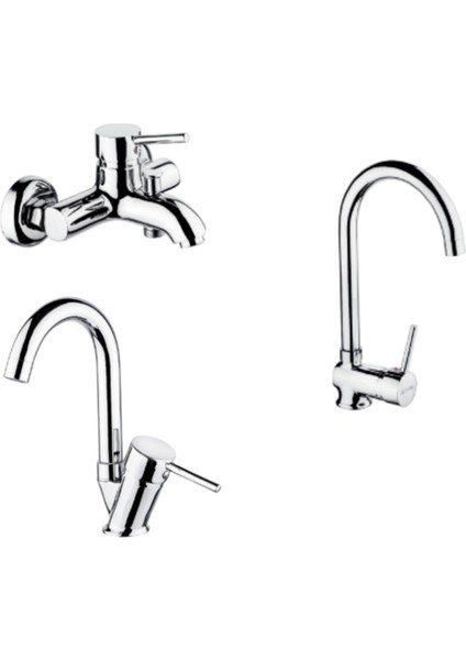 Adnoss Şenpres Judi Banyo Bataryası + Lavabo Bataryası + Eviye Bataryası